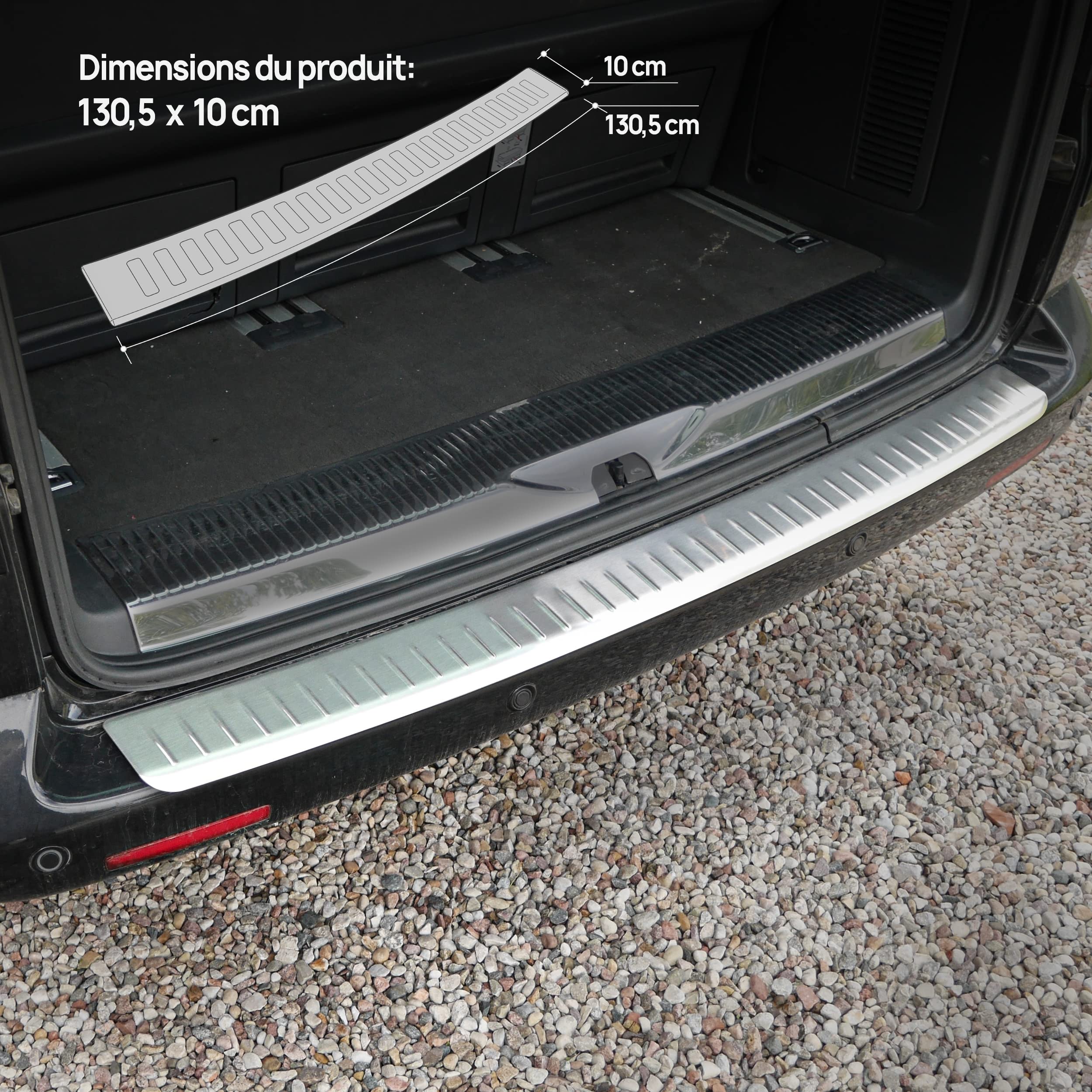 CHROMEMASTER - Protection De Pare-Chocs Arrière - Compatible Avec VW T5 Multivan 2003-2015 | Acier Inoxydable Poli - Protection De Seuil De Coffre Pour Protéger Votre Voiture Des Rayures