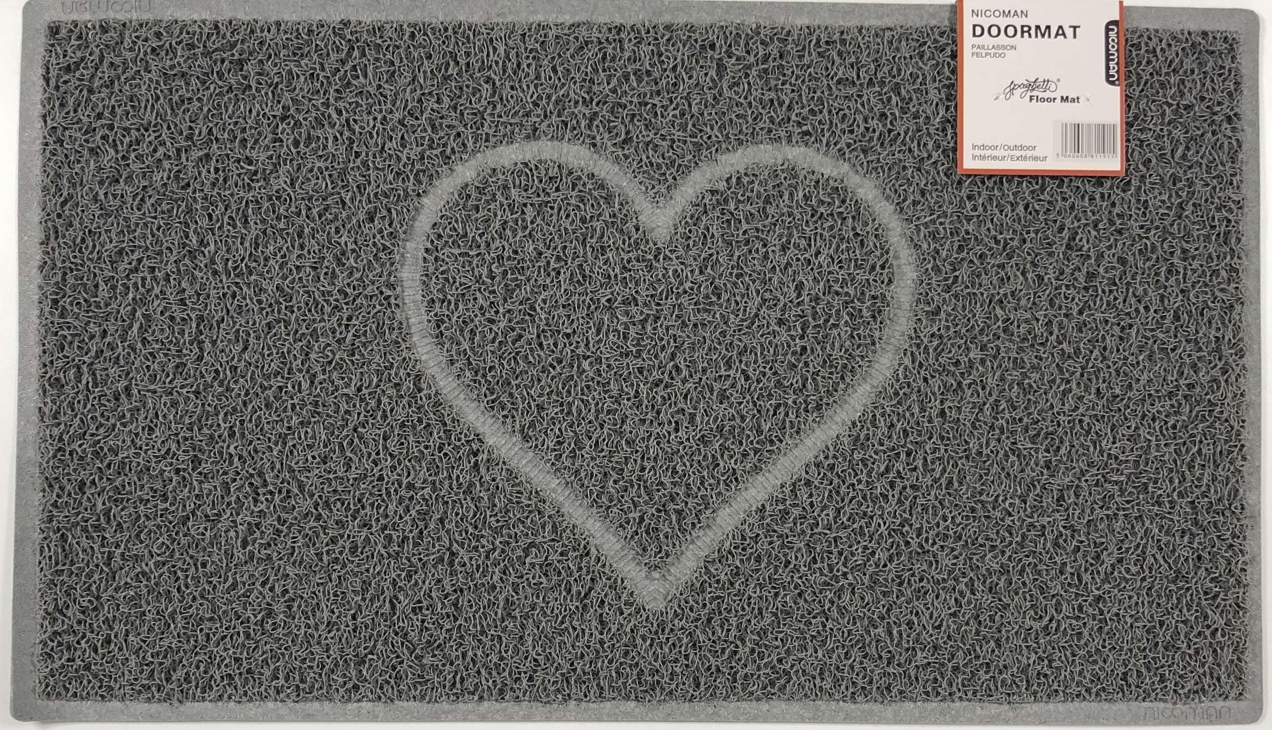 Nicoman Outdoor Door Mat Wet Area Shower Room Swimming Pool Side Boat Floor Drainage Hollow Doormat (29.5x17.3inches/75x44cm)【HEART, Grey】