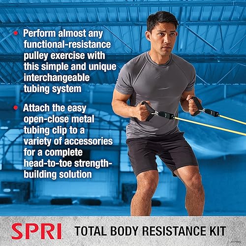 Miniatura 3 de Kit de bandas de resistencia SPRI - Tubos intercambiables de entrenamiento de resistencia para tonificación de cuerpo completo - Incluye 5 bandas de