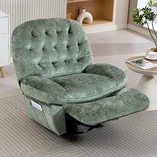 Relaxsessel mit Liegefunktion, Fernsehsessel Manueller mit Fußteil Seitentaschen, TV-Sessel, Ruhesessel, Polstersessel, Wohnzimmer-Sessel, Schlafsessel (Grün)