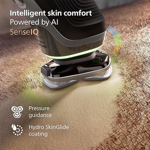 Miniatura 6 de Philips Norelco Shaver i9000 Prestige - Afeitadora eléctrica en seco y húmedo, ostra dorada, tecnología Sense IQ, sistema de triple elevación y