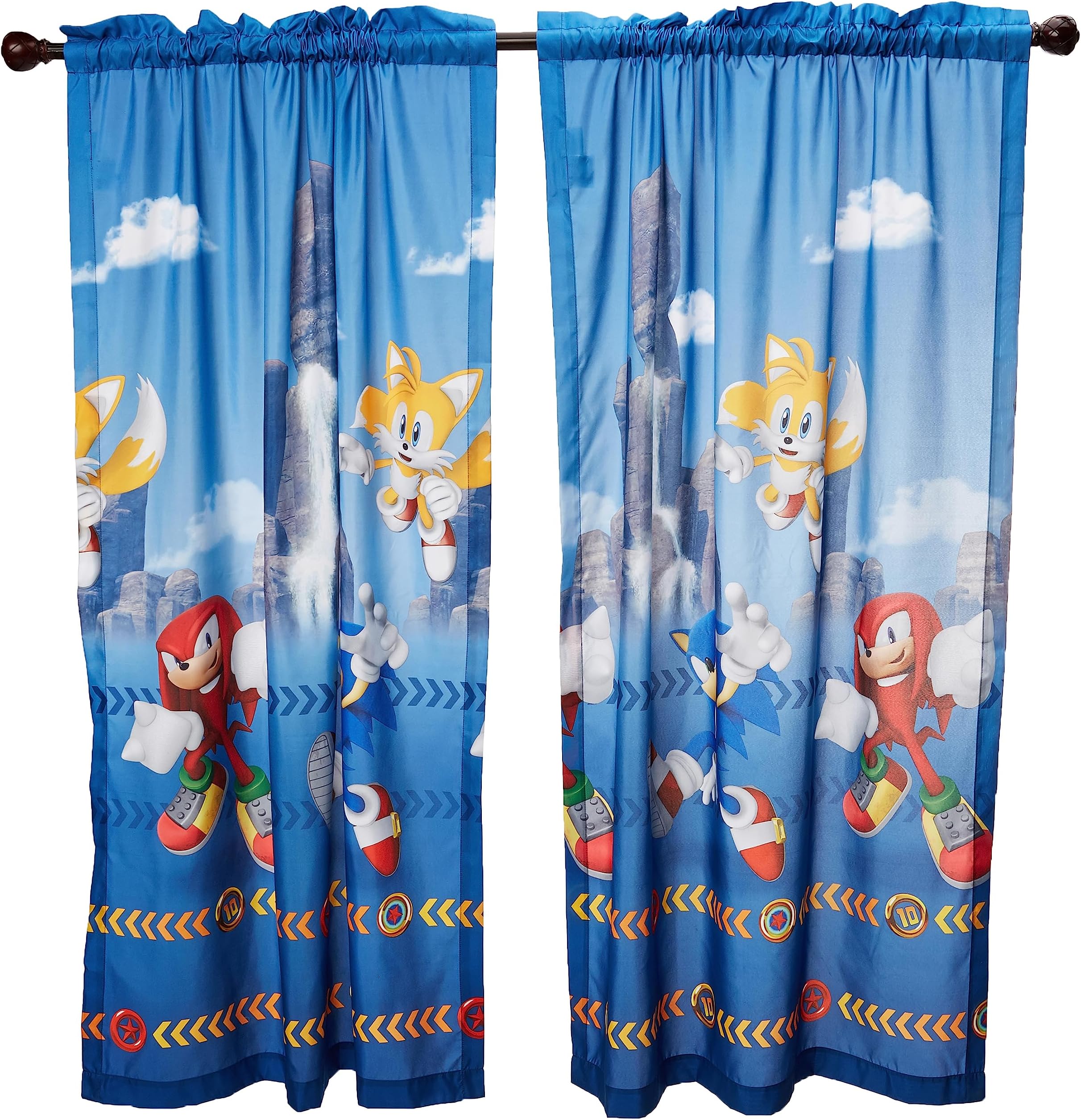 Franco Sonic The Hedgehog Kids Room Window Curtain Panels Drapes Set, 82 In x 63 In, (Official) Sega Product By, Prints May Vary