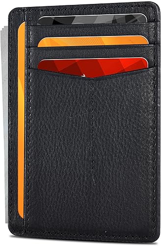 Vista 26 de Oak Leathers Leather Slim Minimalist Wallet for Men & Women RFID Front Pocket Leather Card Holder Wallets