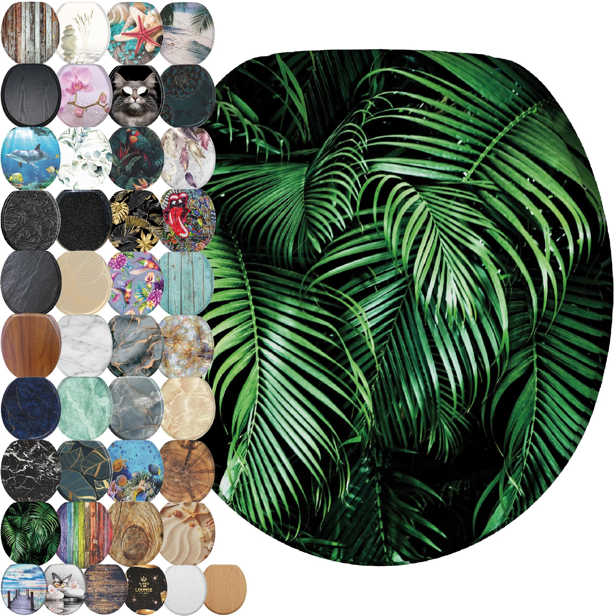 Siège de toilette rond en bois moulé Sanilo Palmdream abattant WC haut de gamme à frein de chute
