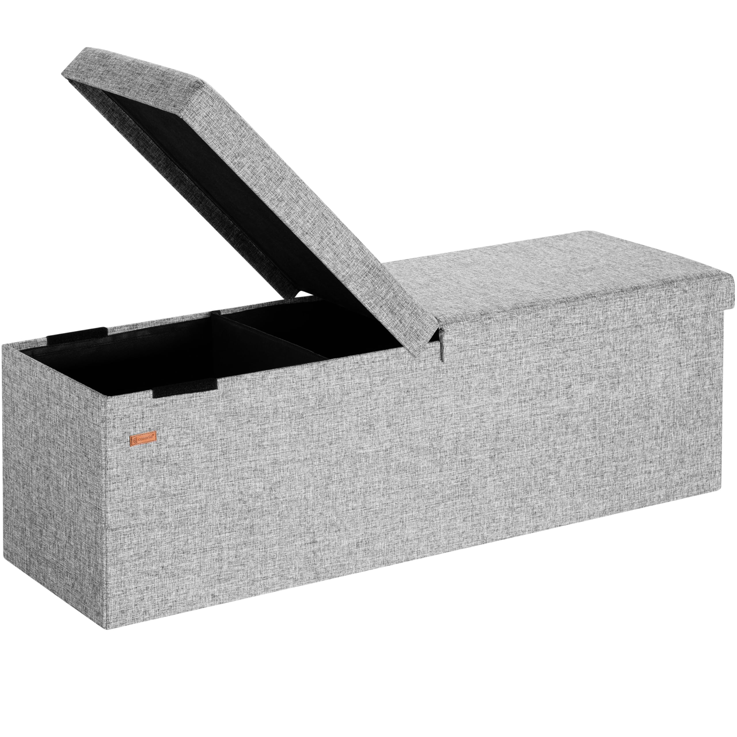 CASARIA® 130L Storage Bench | Foldable Footstool | Fabric Ottoman with Lid | 300kg Load Capacity | Comfortable Padding | Versatile Use for Living Room, Bedroom, or Hallway | Grey