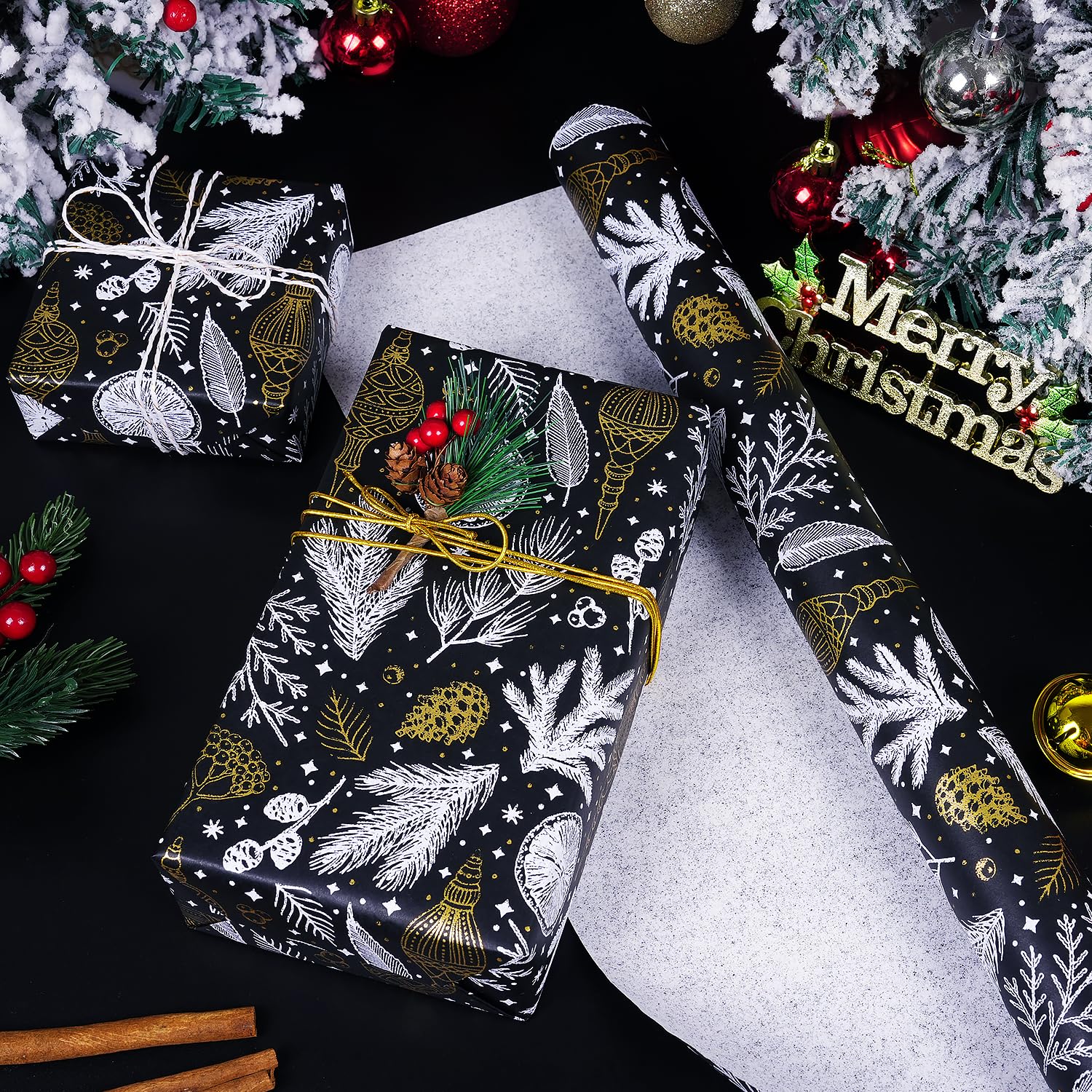 3 Mini Rolls, Metallic Gold Foil Kraft Wrapping Paper ... - Shein