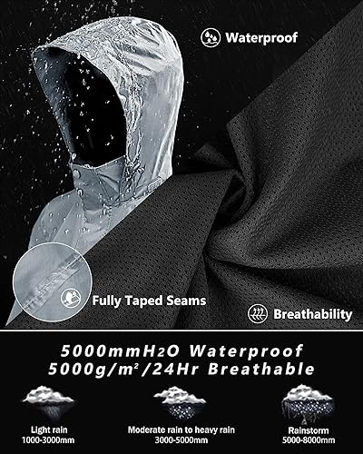 Miniatura 26 de 33,000ft Traje de lluvia para hombre, plegable, impermeable, ligero, para golf, senderismo, ciclismo, 2 piezas (chaquetas y pantalones)
