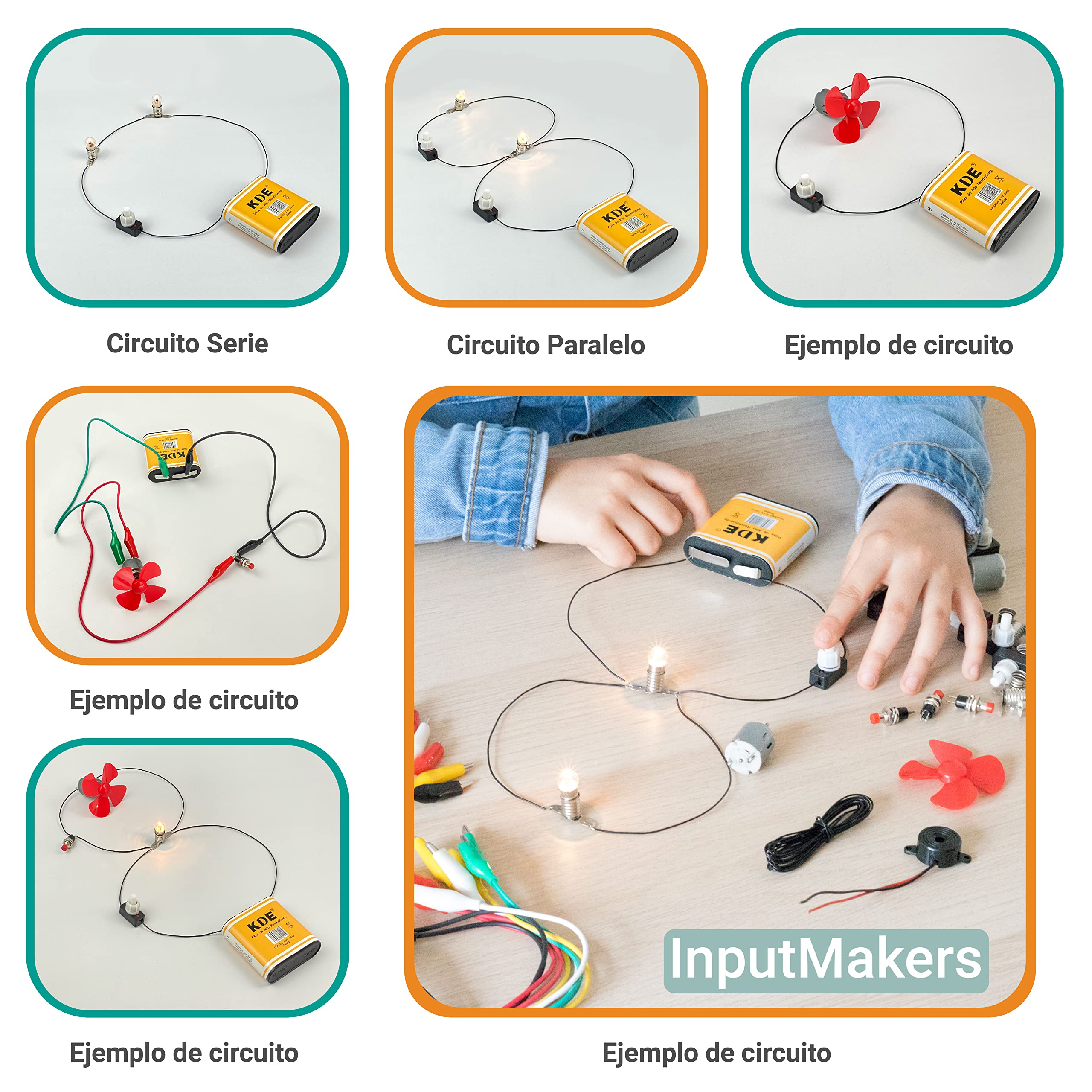 InputMakers Kit Eléctrico Material Escolar Avanzado - Set para Circuito, para Manualidades con Motores eléctricos pequeños y Pila petaca — view 2