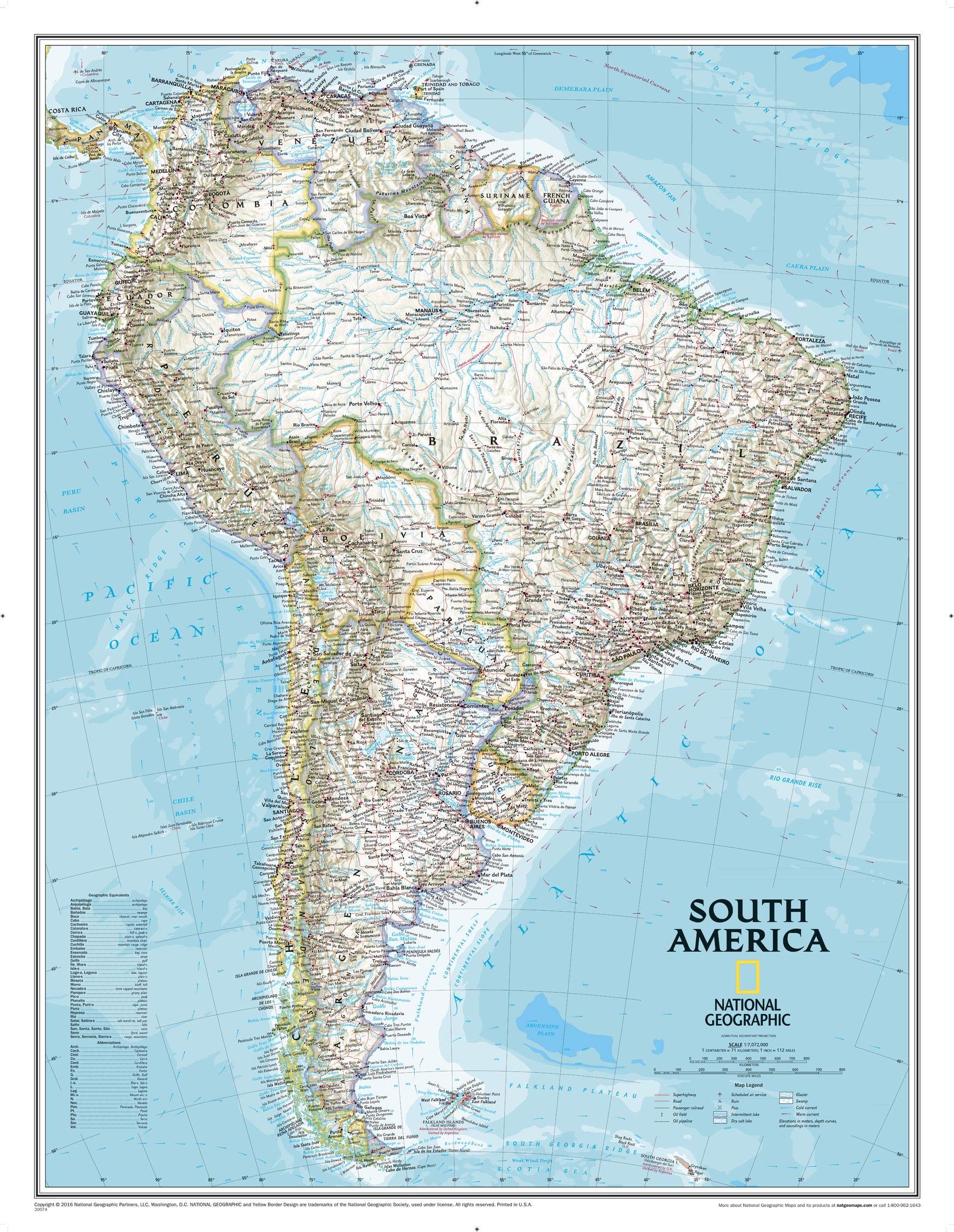 National Geographic Maps: South America Classic Wall Map - Large - 118 X 91 Cm