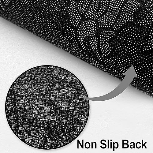 Miniatura 4 de Alfombra naranja quemada de 5 x 7 pies para dormitorio, sala de estar, alfombra geométrica negra y gris para interiores, alfombra de pintura al óleo