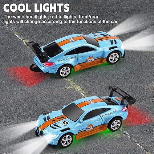 Miniatura 7 de SASBSC Mini autos de juguete RC para niños y adultos, auto de control remoto con aplicación de 2.4 GHz con luces y 3 modos de velocidad, auto de