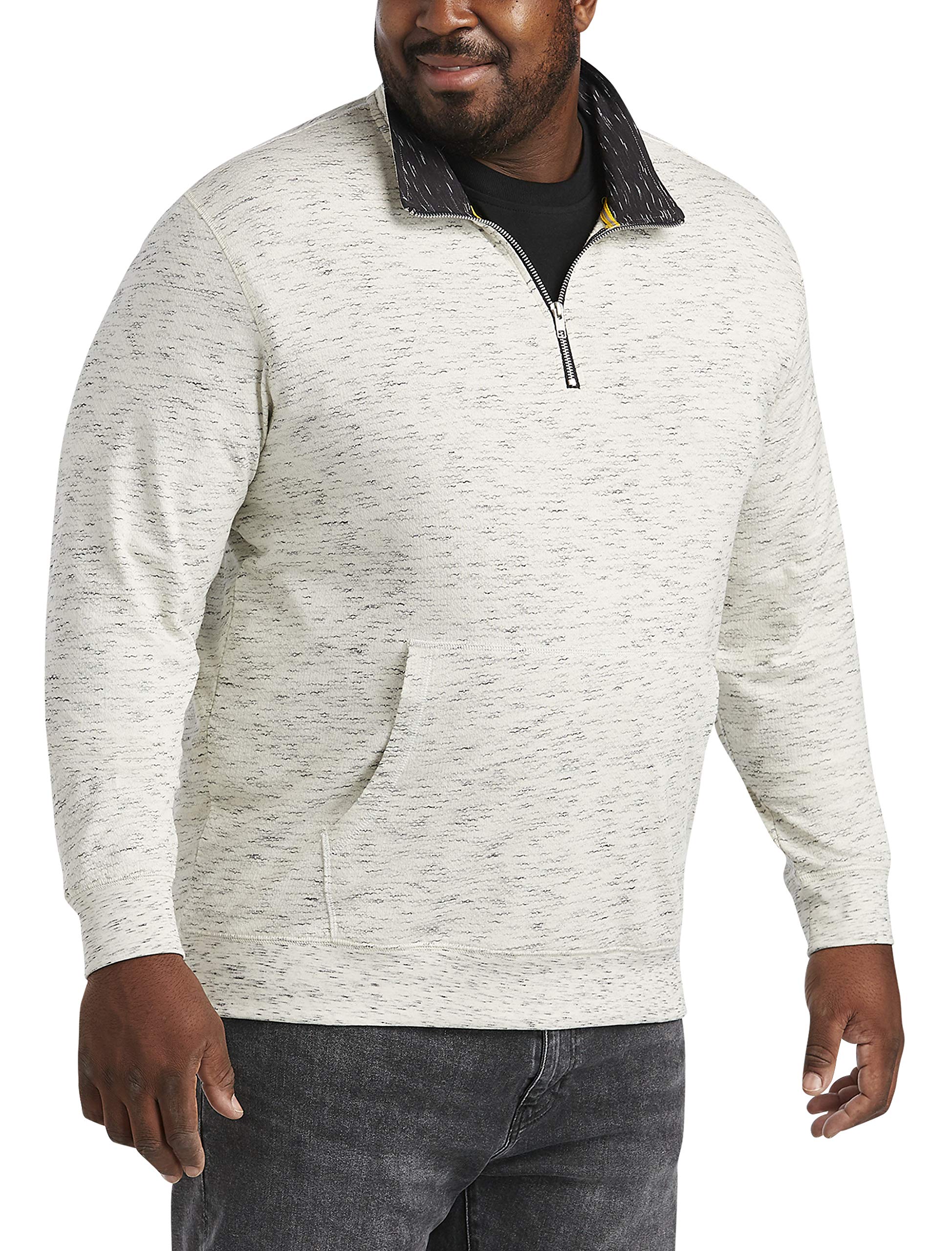 Twenty-Eight Degrees by DXL Big and Tall Textured Space Dye 1/4-Zip Sweatshirt, Grey