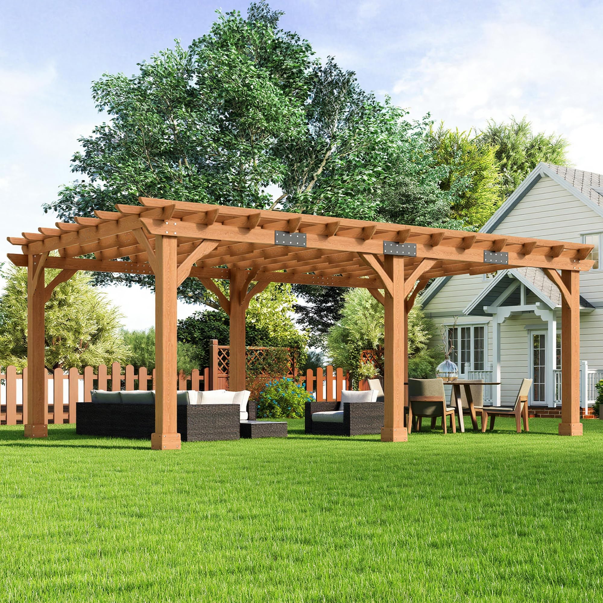 Amazon.com: AMERLIFE 12x20 FT Outdoor Wooden Pergola, Large Solid