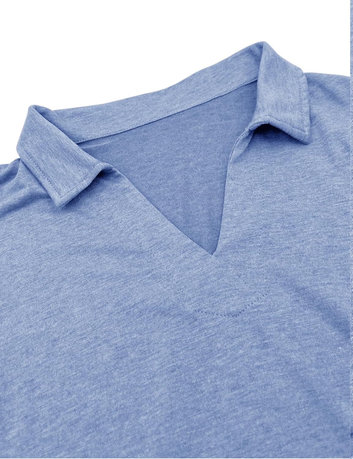 Minclouse Women's Elbow Sleeve Collared Tee Casual Relaxed Fit Tops V Neck Summer Blouse - Image 5