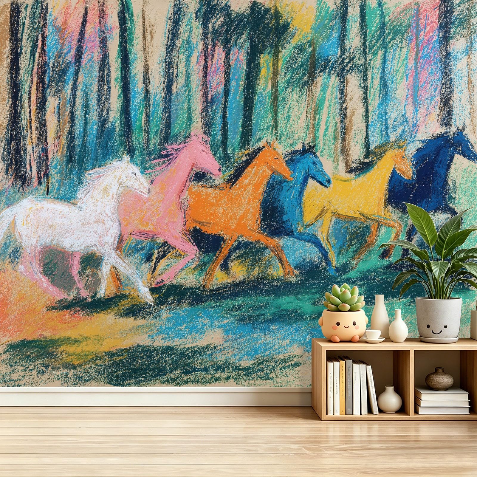 Papier peint panoramique chevaux sauvages pour dynamiser le salon ou un bureau