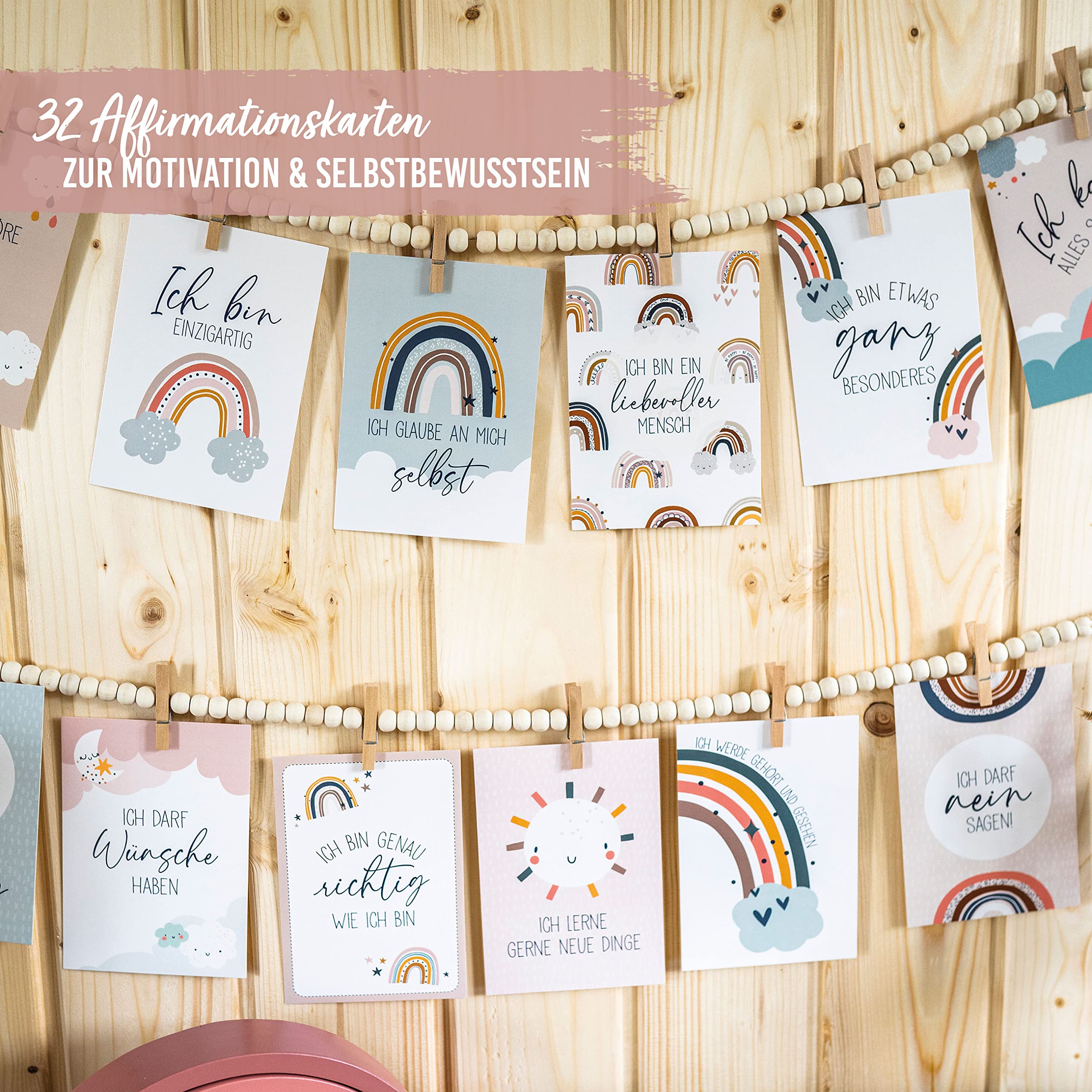 Papierdrachen 32 Affirmation Cards with Positive Mantras - Mindfulness Cards with Gift Box, rainbow, 105 mm x 148 mm - Image 4