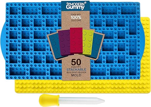 Bandeja de bloque apilable de silicona con cuentagotas de The Modern Gummy; Úsala para dar forma a gelatina, chocolate, hielo, aperitivos de frutas,