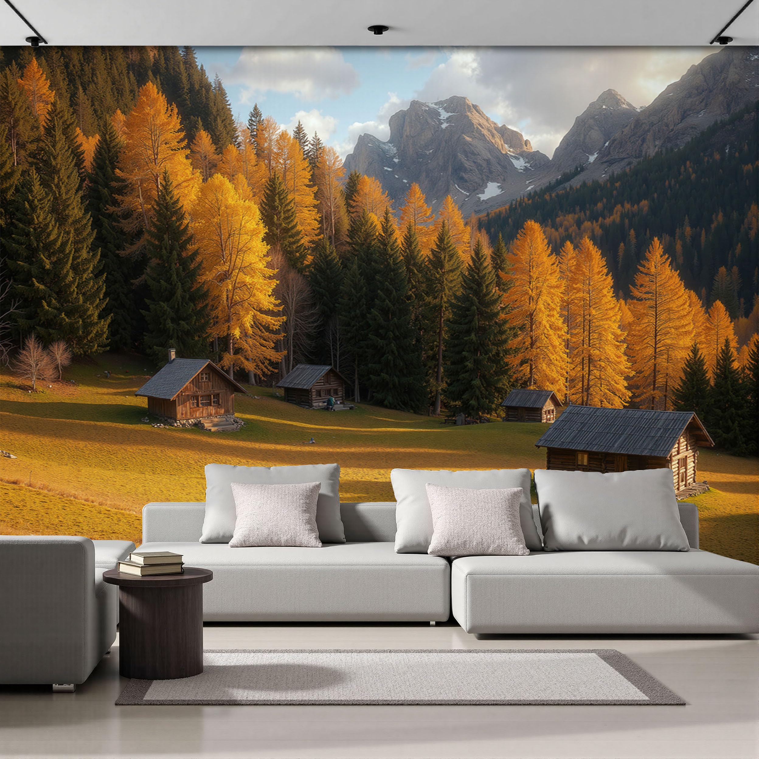 Papier peint paysages d'automne pour salon et chambre chaleureuse