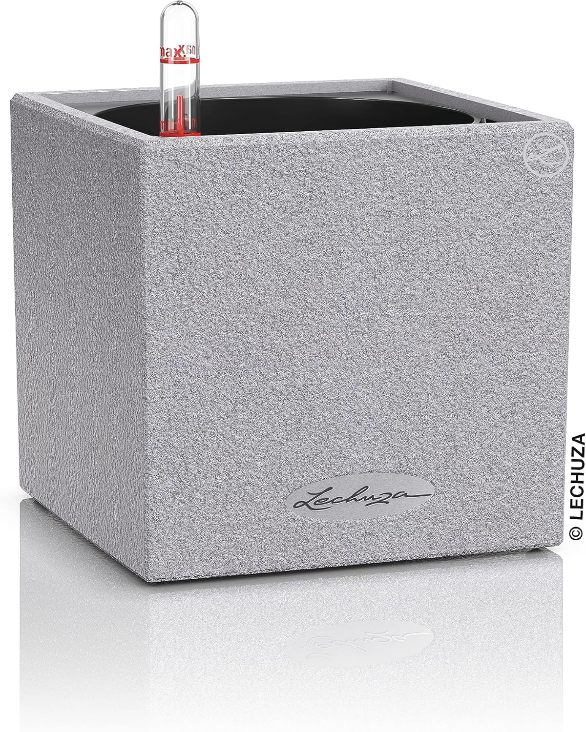 Lechuza Canto Stone 14 Self-Watering Desk Planter with Water Degree Indicator, Stone Gray