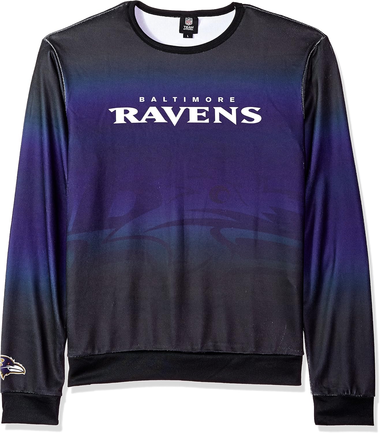 FOCO NFL Baltimore Ravens PRINTED GRADIENT Ugly Sweater, Large