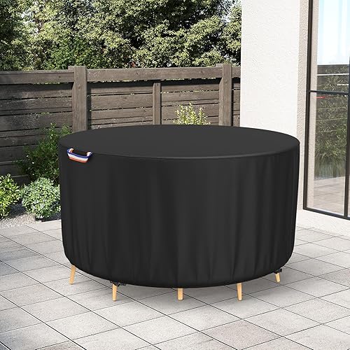 Miniatura 7 de STARTWO Fundas redondas para muebles de patio, fundas impermeables para muebles de exterior, resistentes a los rayos UV (62 pulgadas de diámetro x