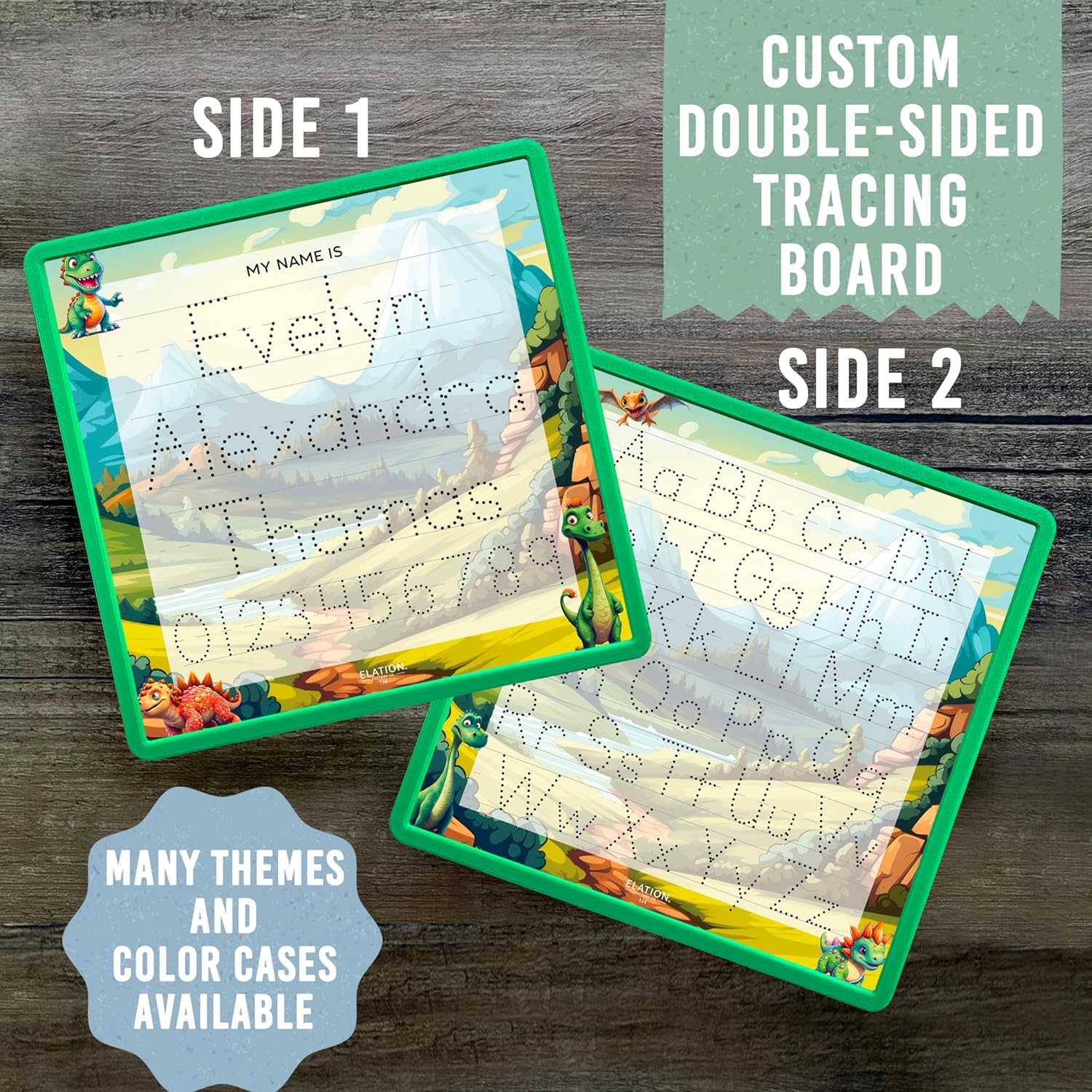 Kid's Name Tracing Board | Dry Erase Letter Tracing | Reusable Writing Practice Board | Personalized | Dinosaur Friends Theme