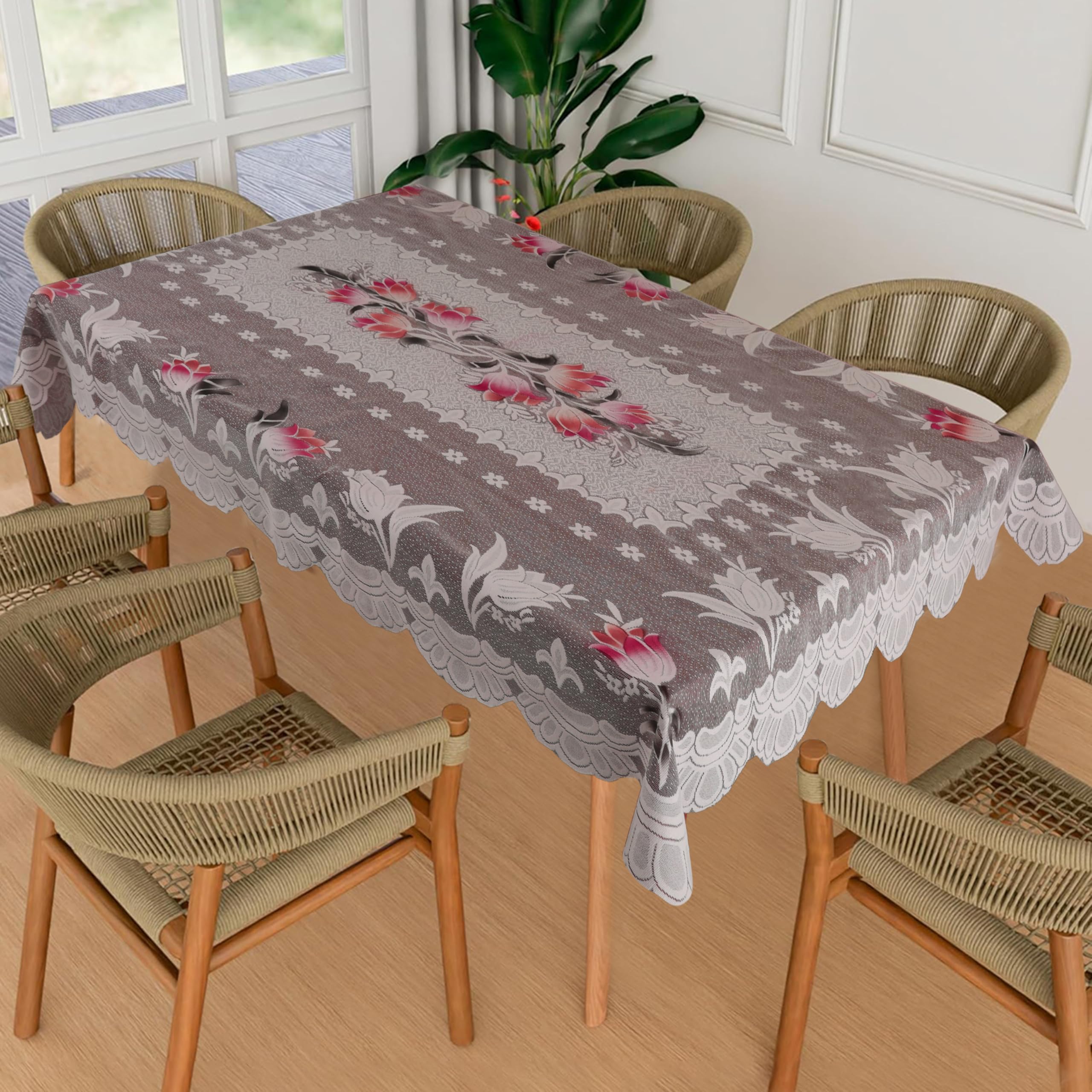 Homerz Premium 4 Seater Table Cloth, Soft Cotton Knitting Fabric (Spring-104, 45x72 inch- 4 Seater)