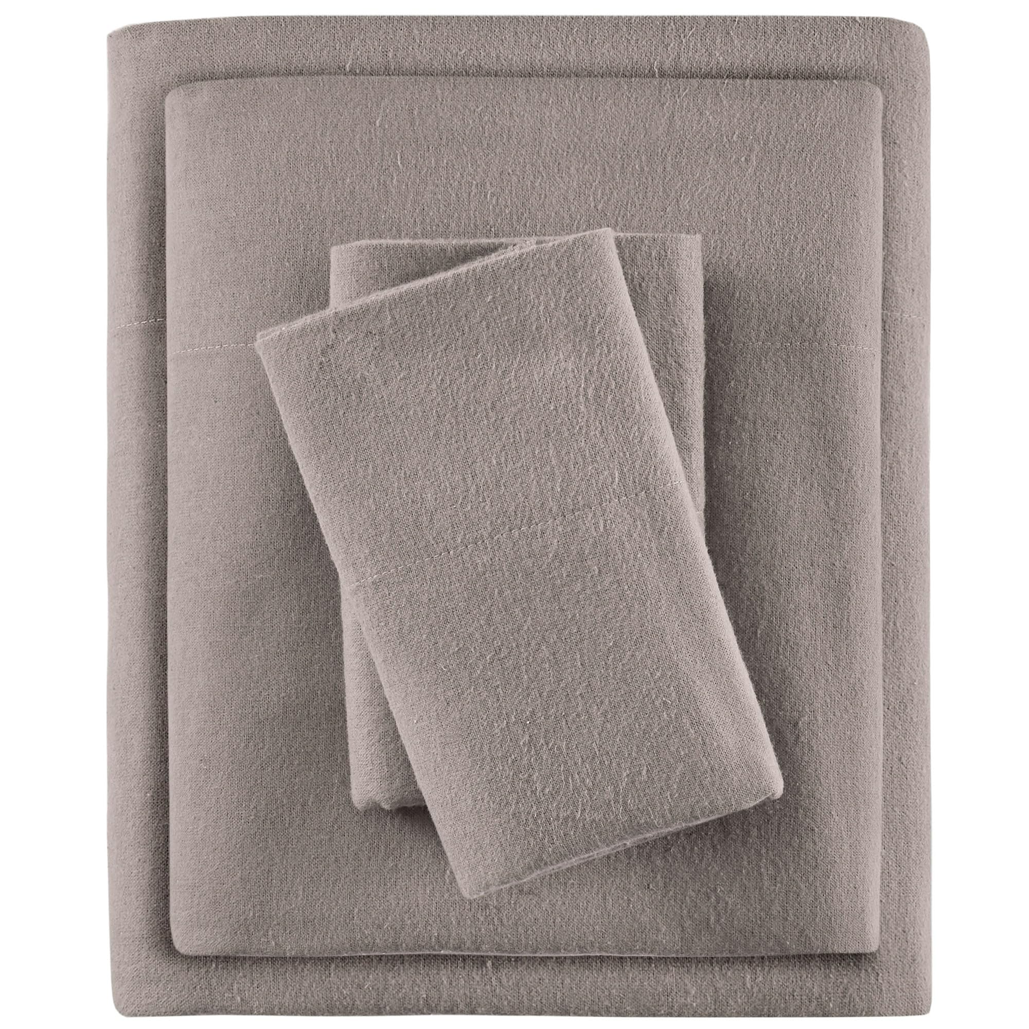 SLEEP PHILOSOPHY True North Cozy Flannel 100% Cotton Ultra Soft Cold Weather Sheet Set Bedding, King, Grey Solid