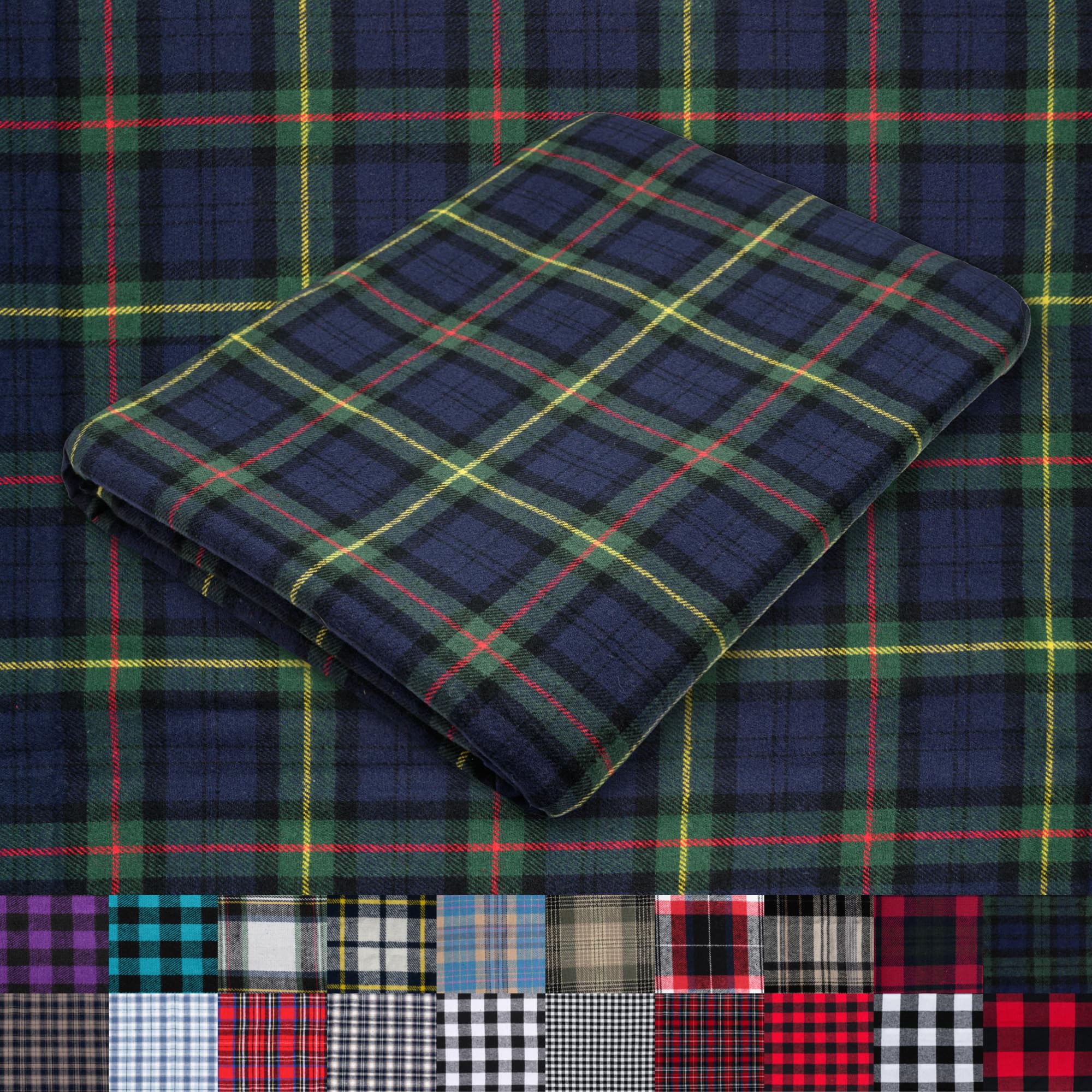Pico Textiles 1 Yard Blue and Green Blackwatch Tartan Plaid Flannel Fabric - 60" Wide - 100% Cotton - Sold by The Yard - for Shirts, Scarves, Pajamas & Receiving Blankets — view 72