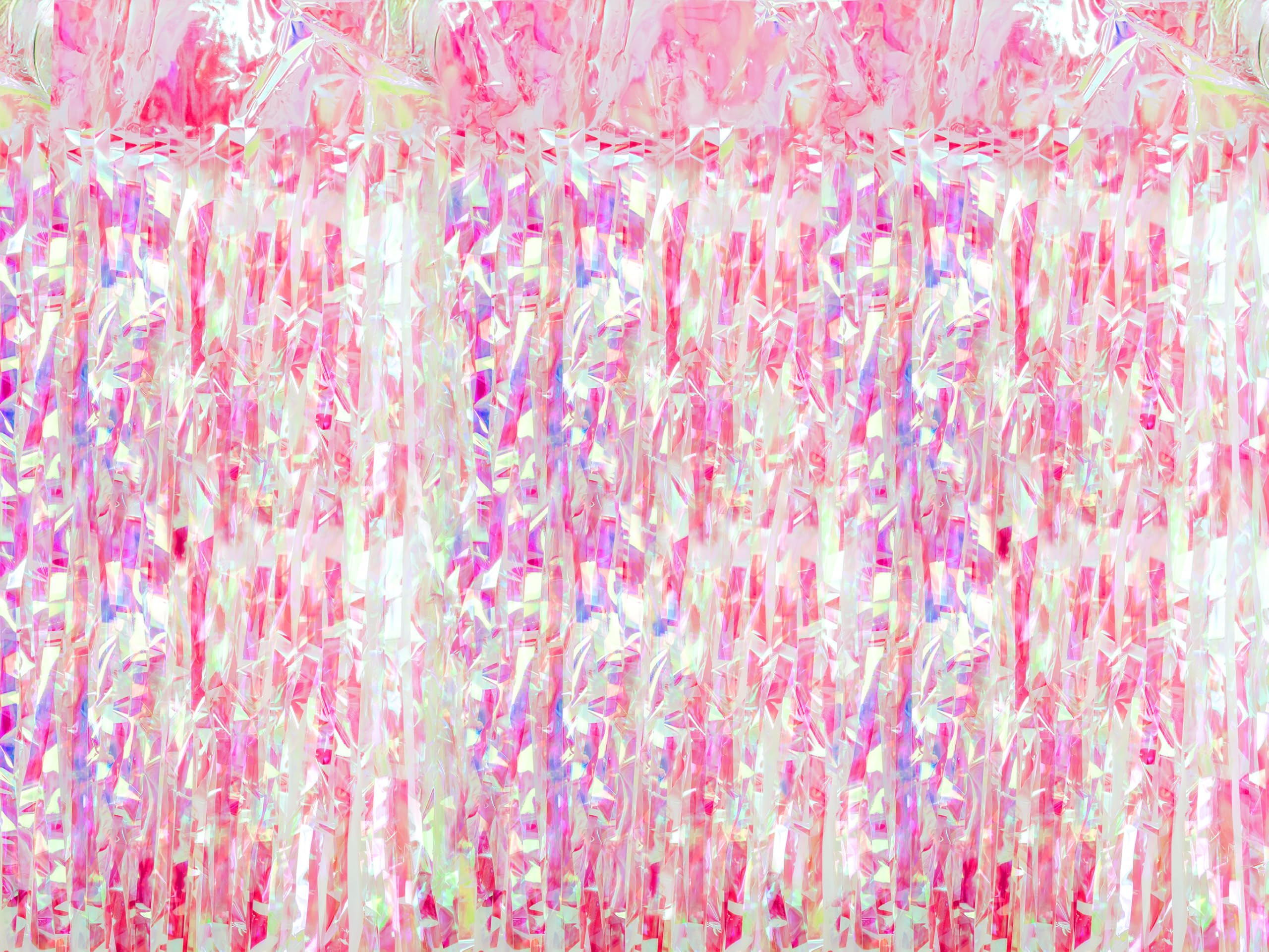 Tinsel Curtain 100 x 200 cm - Foil Curtain with Long Fringes - Pink Background for Photo Shoots - Party Curtain Disco & Party Decoration - Pink Iridescent