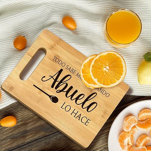 Miniatura 4 de FONDCANYON Abuelo Gifts - Tabla de cortar de bambú, regalo para abuelo español, decoración de cocina