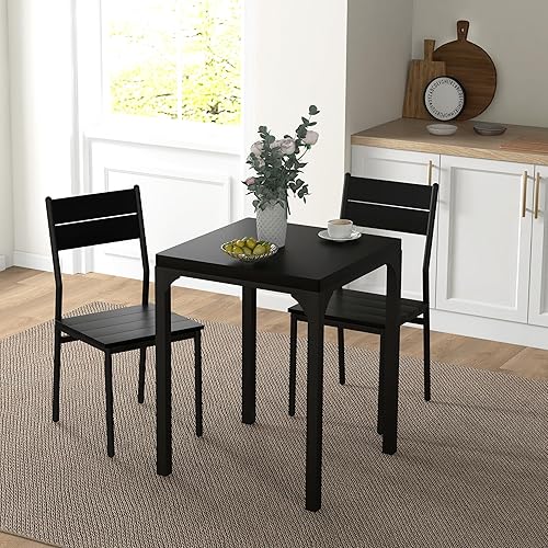 Miniatura 8 de HOMCOM Juego de mesa de comedor de 3 piezas para 2, mesa y sillas de cocina modernas, juego de comedor para desayunar, espacio pequeño, apartamento,