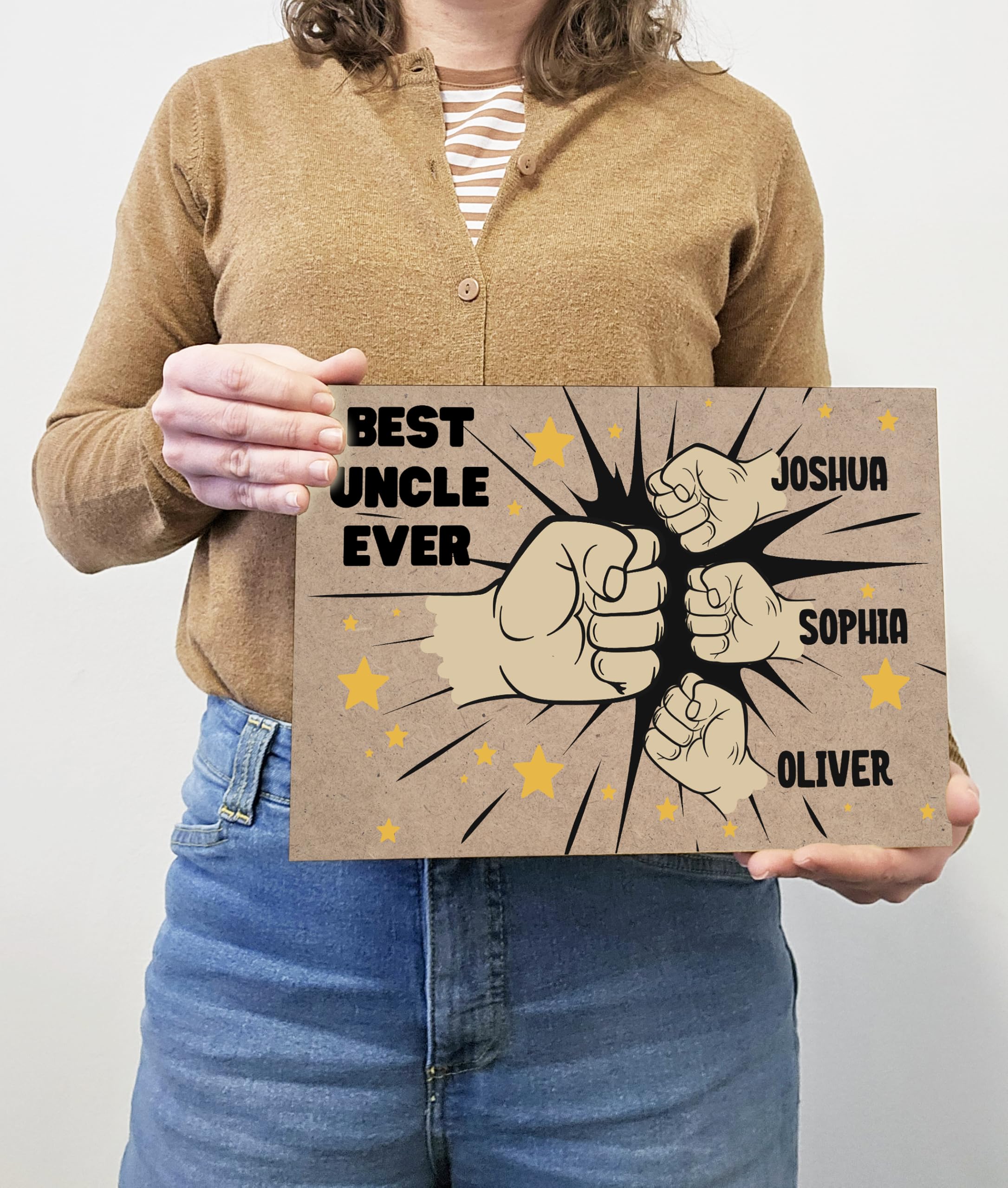 Personalised Fist Bump Sign Custom Wooden Print A4 Plaque Fun Gift Sign for Dad Grandad, Uncle Wall Art Desk Office Home Décor - Image 4