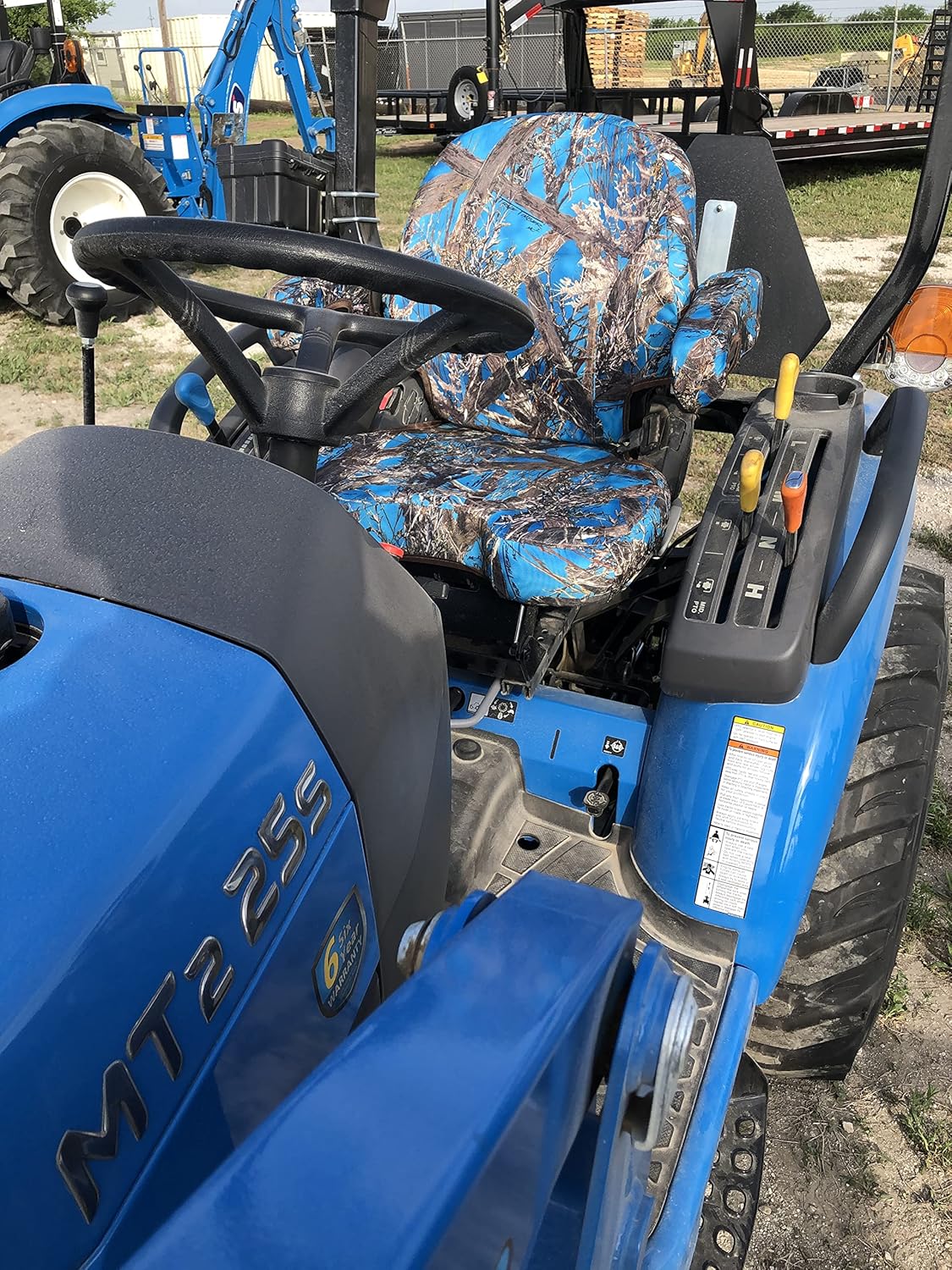 Durafit Seat Covers, LS MT2 25s Tractor Blue Camo Waterproof Seat Covers for Tractor, Check Picture Matches Your Seats. Two Piece seat with ARMRESTS Covers