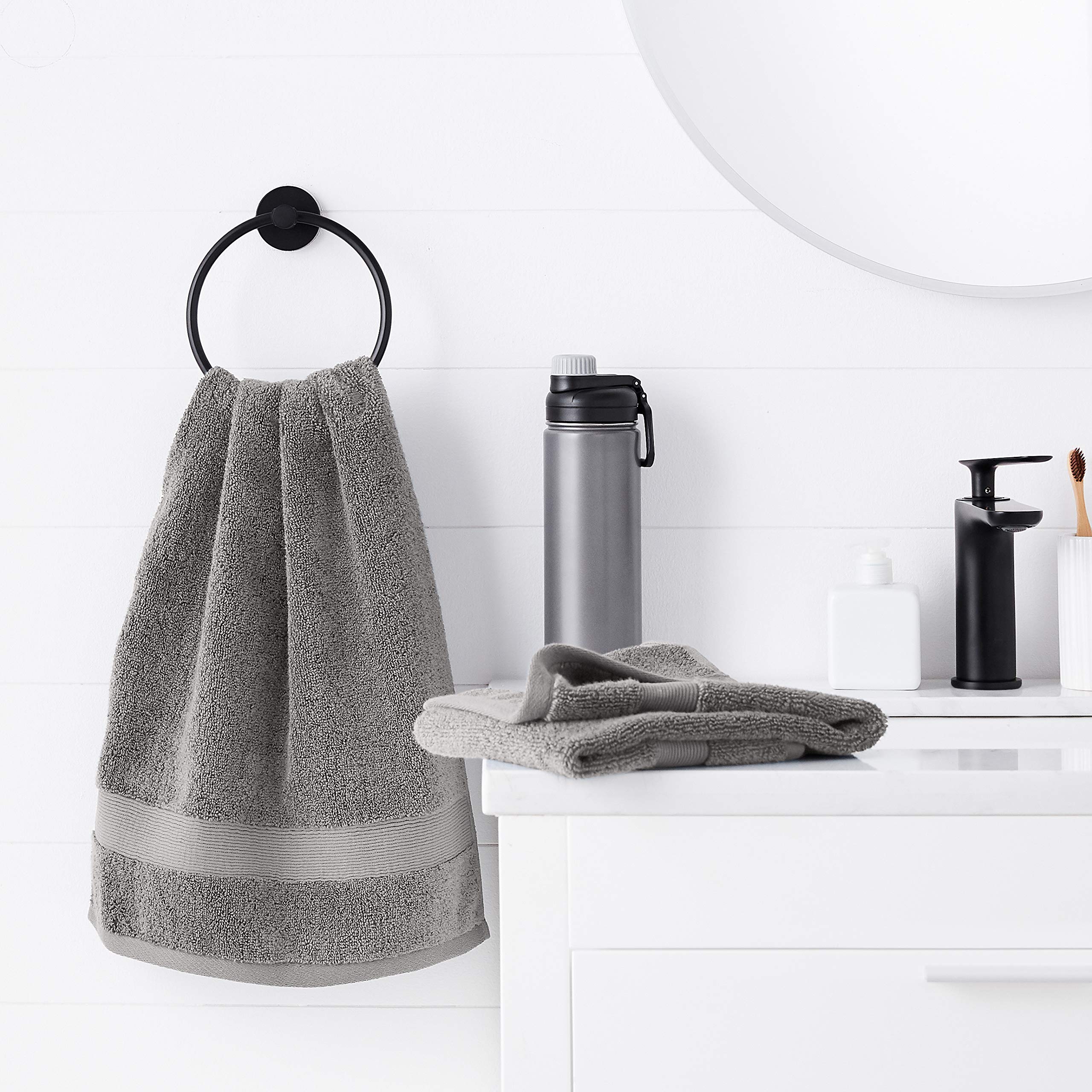 Amazon Basics Dual Performance Hand Towel - 6-Pack, Warm Stone