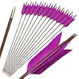 ZSHJGJR Archery Hunting Arrows Target Flu-Flu Arrows Traditional Bamboo Arrows 4 Turkey Feathers Fletching for Recurve Bow Longbow Practice Targeting Hunting 6/12 Pack