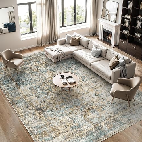 Miniatura 32 de Alfombra lavable para sala de estar: alfombras grandes de 8 x 10 pulgadas, lavables a máquina, antideslizantes, suaves, florales, de lujo, finas