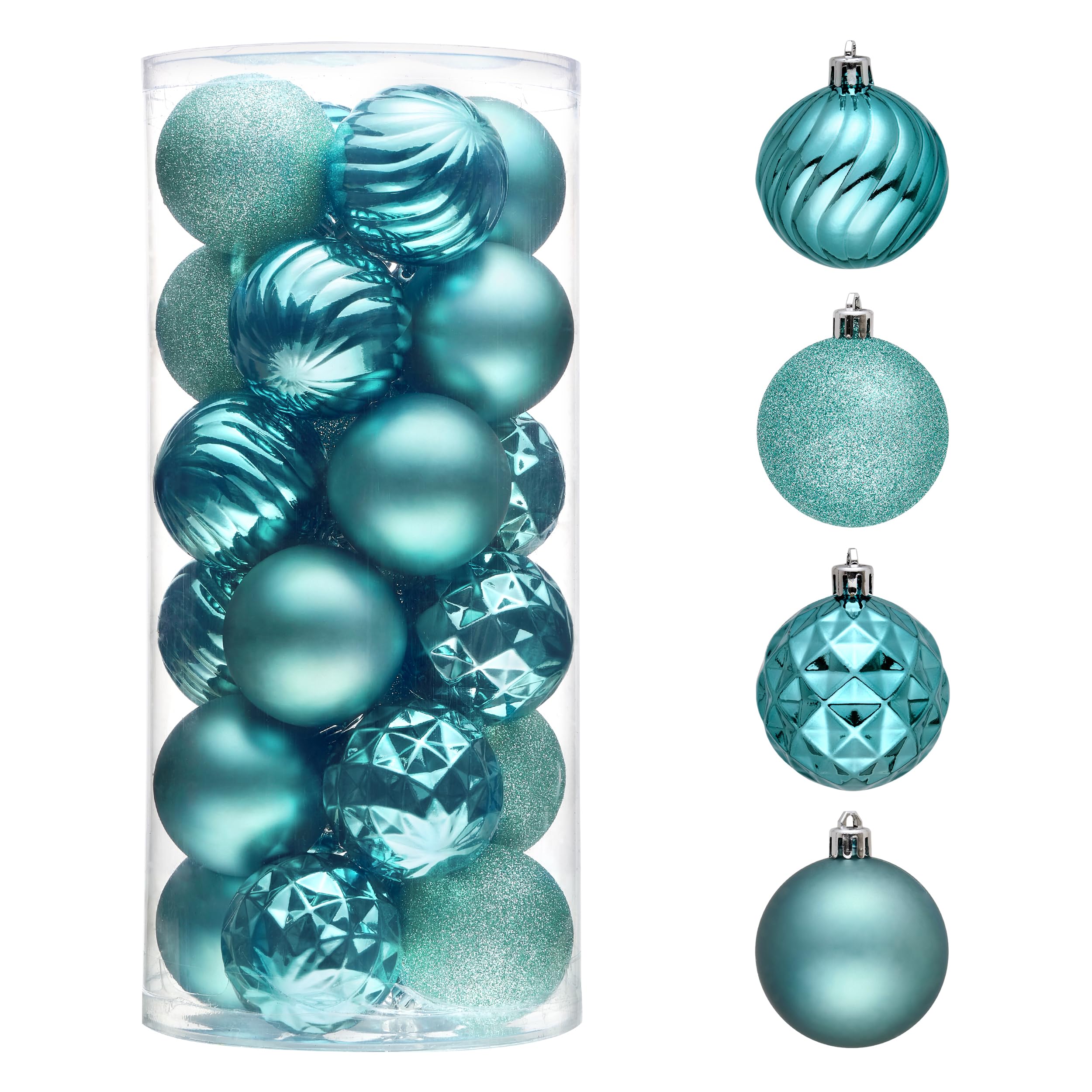Valery Madelyn Christmas Tree Decorations Ornament Set Decor, 24ct 2.36 Inches Light Blue Shatterproof Christmas Ball Ornaments Hanging Xmas Holiday