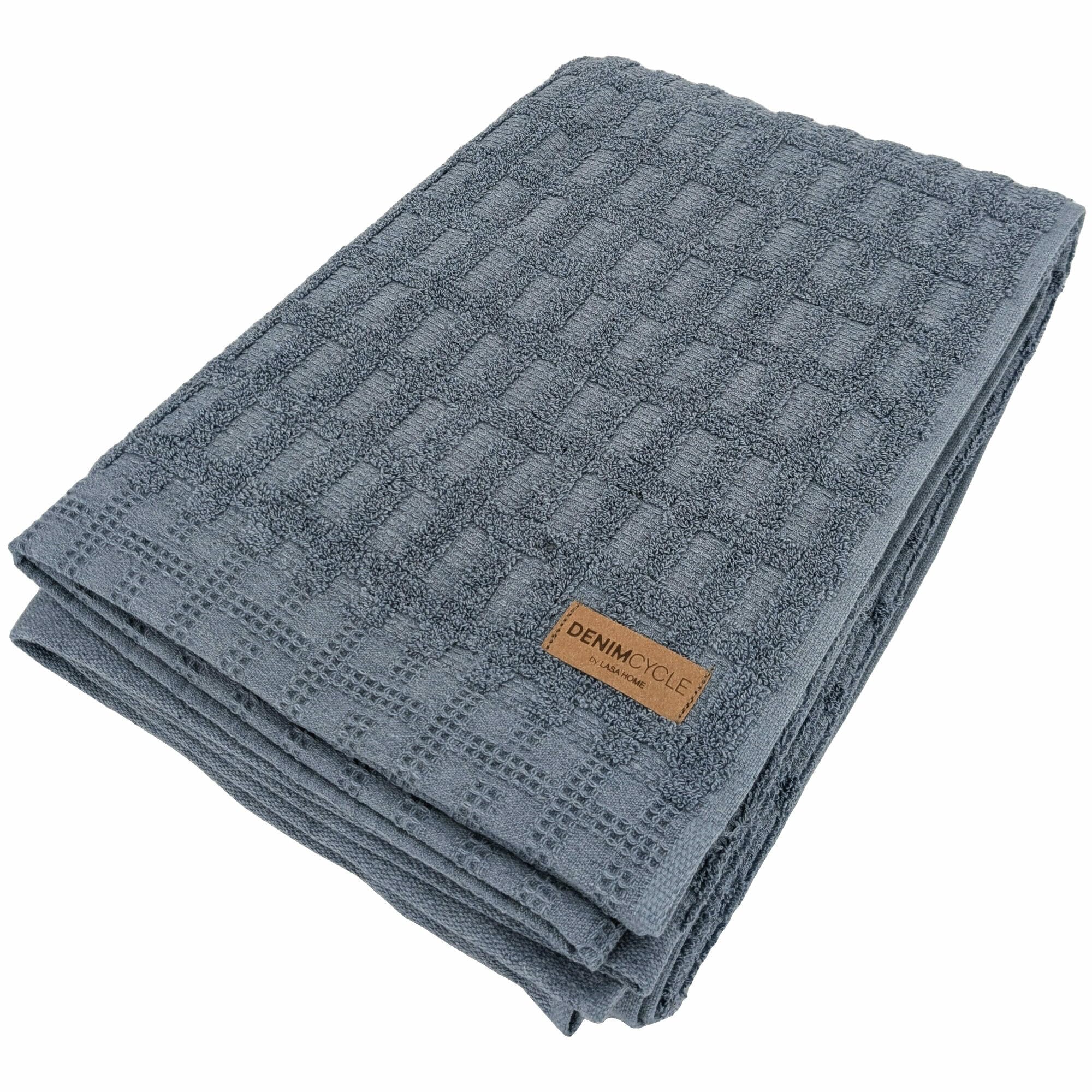 Linnea Drap de Bain Pur Coton gaufré 100x150cm Denim Bleu