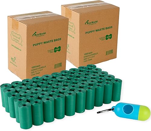 Miniatura 8 de PETSWORLD Bolsas perfumadas para excrementos de perro, bolsas de basura biodegradables para perros con dispensador y clip para correa, gruesas,