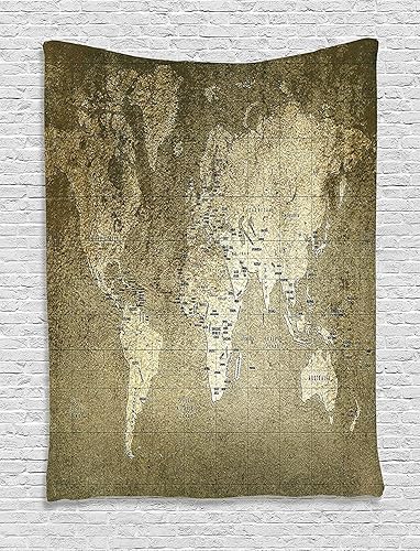 Miniatura 61 de Ambesonne Tapiz de naturaleza, silueta de oso salvaje en el bosque de la selva en la noche oscura, ilustración para colgar en la pared para Verde