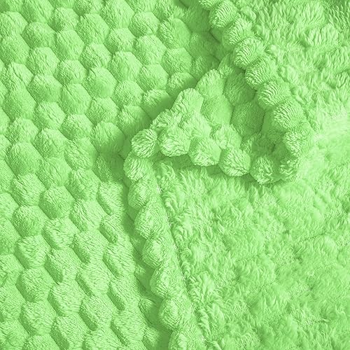 Vista 363 de Vessia Manta de franela de forro polar, 300GSM, acogedora manta a rayas verde salvia para sofá, cama y sofá, cálida y suave, acogedora manta