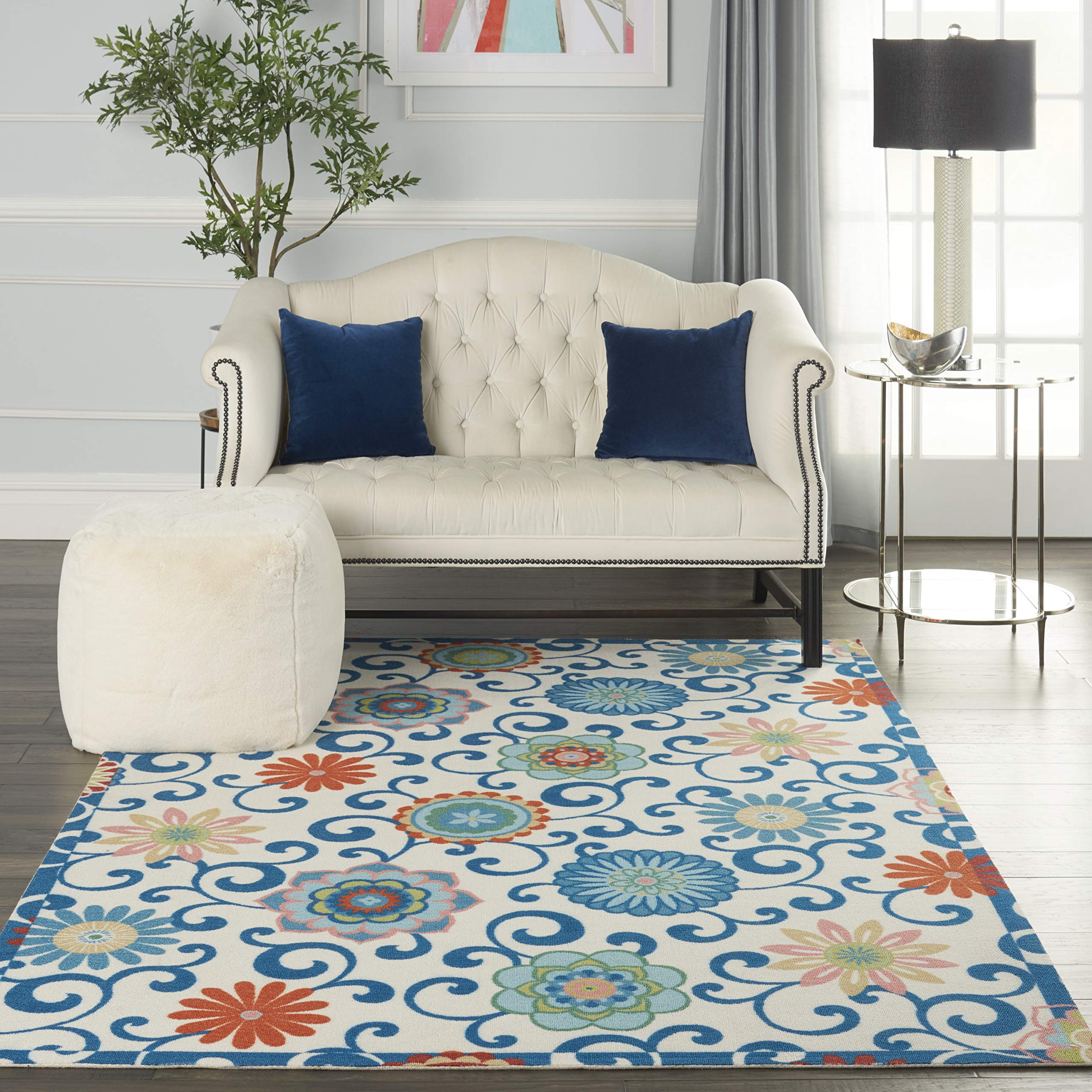 Waverly Sun N' Shade Ivory/Multi 5' x 8' Area Rug , 5'3" x 7'5"
