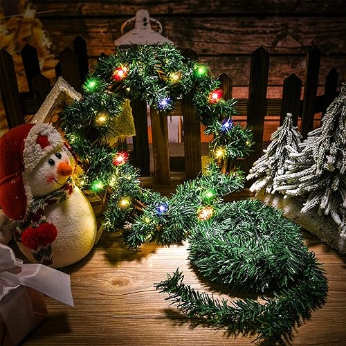Miniatura 5 de Giegxin Guirnalda de Navidad de 4 hebras de 72 pies iluminada, decoración de árbol, pino artificial, vegetación suave con 4 piezas, 160 luces LED