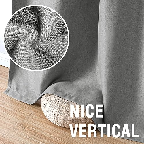 Miniatura 92 de H.VERSAILTEX Cortinas opacas de lino de 96 pulgadas de largo con aislamiento térmico para oscurecer la habitación, cortinas de lino con textura