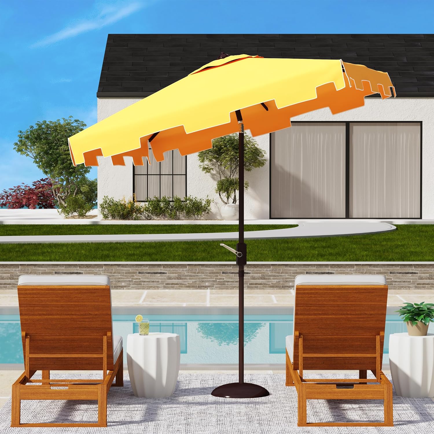 Safavieh Outdoor Zimmerman White 7'6" Square Market UV Protected Umbrella