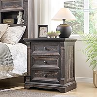 Vista 21 de Cómoda estilo granja de 6 cajones para dormitorio, cómodas y cajoneras grandes de 54" de ancho con columna romana, soporte de TV de madera