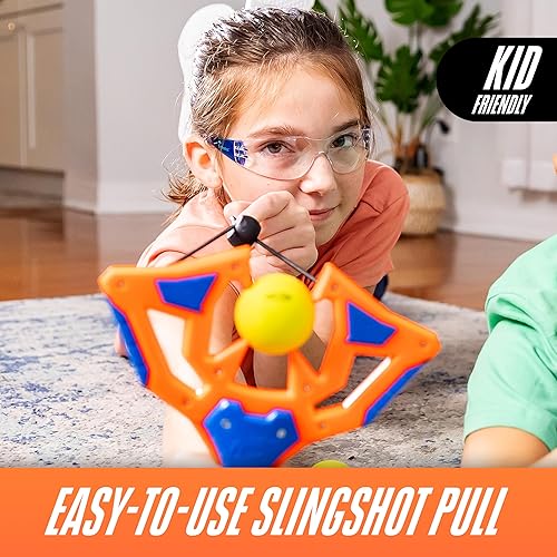 Miniatura 7 de Nerf Slingshot Challenge - Juego de bolos con tirachinas para niños, juego de objetivos de juguete para niños, pelotas de disparo de bolas de espuma