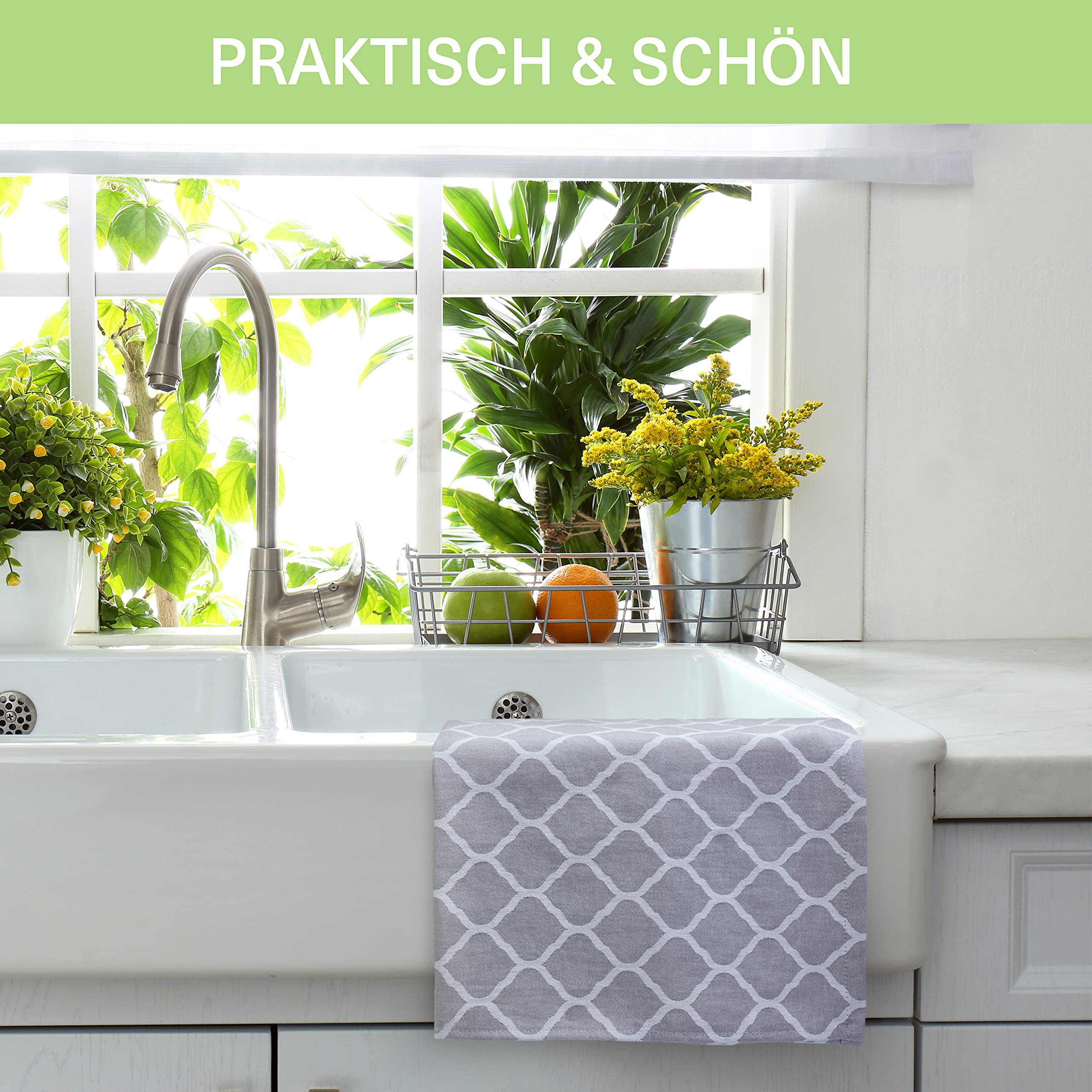 Jilda-tex Lot De 6 Torchons De Cuisine, 100 % Coton, Différents Designs (Kiss The Cook