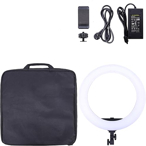 Miniatura 7 de Dracast Halo Bi-Color LED180 | Kit de luz LED de anillo de video regulable de 18 pulgadas | Bicolor 3200K-5600K | Control remoto | Iluminación de